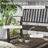 46" Outdoor Garden Bench, Metal Bench, Wood Look Slatted Frame Furniture for Patio, Park, Porch, Lawn, Yard, Deck, Brown - Photo 5