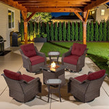 Belord Luxury Patio Furniture Set with Fire Pit Table - Outdoor Swivel Rocker Chairs Set of 4 with 30 inch Propane Fire - Photo 1