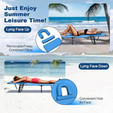 Goplus Tanning Chair, Folding Beach Lounge Chair with Face Hole, Removable Pillow, Carry Strap, Position Adjustable - Photo 2