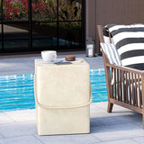 HOMPUS Outdoor Side Table w Hemp Rope Handle, Patio MgO Concrete Natural End Table, Square Accent Table - Photo 2
