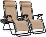 Best Choice Products Set of 2 Adjustable Steel Mesh Zero Gravity Lounge Chair Recliners w/Pillows and Cup Holder Trays - Photo 1