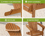 Foldable Adirondack Chairs, All-Weather Lawn & Patio Chairs with Wide Armrests, Solid Wood Outdoor Chairs - 350 Lbs - Photo 4