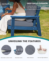 SERWALL 4 Piece HDPE Outdoor Furniture Set, All Weather Wood-Like Outdoor Sofa Sectional Couch - Photo 3