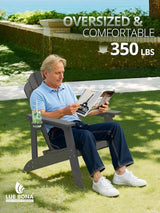 LUE BONA Matte HDPE Adirondack Chairs Set of 2 - Weather Resistant Seating with Cup Holder for Porch, Urban Patio - Photo 5