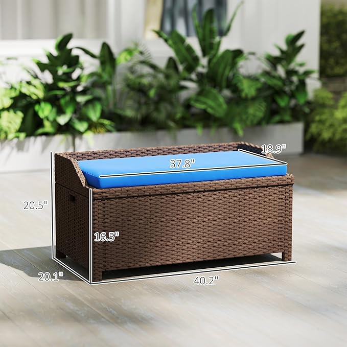 Outsunny Outdoor Wicker Storage Bench Deck Box - Photo 3