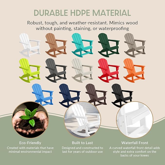 WestinTrends Malibu 2 Piece Set Outdoor/Patio Poly Adirondack Rocking Chairs (2 Seater), White