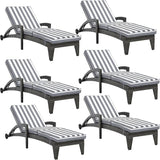 Chaise Lounge Chairs Set of 6, Upholstered 5-Positions Adjustable Pool Loungers, 80" Long Wicker Outdoor Lounge Chairs - Photo 10
