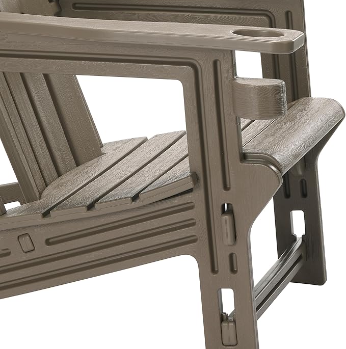 WestinTrends Azura Outdoor HDPE Adirondack Chairs with Connecting Table Tray (Set of 2), Weathered Wood