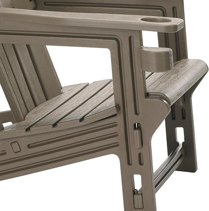 WestinTrends Azura Outdoor HDPE Adirondack Chairs with Connecting Table Tray (Set of 2), Weathered Wood