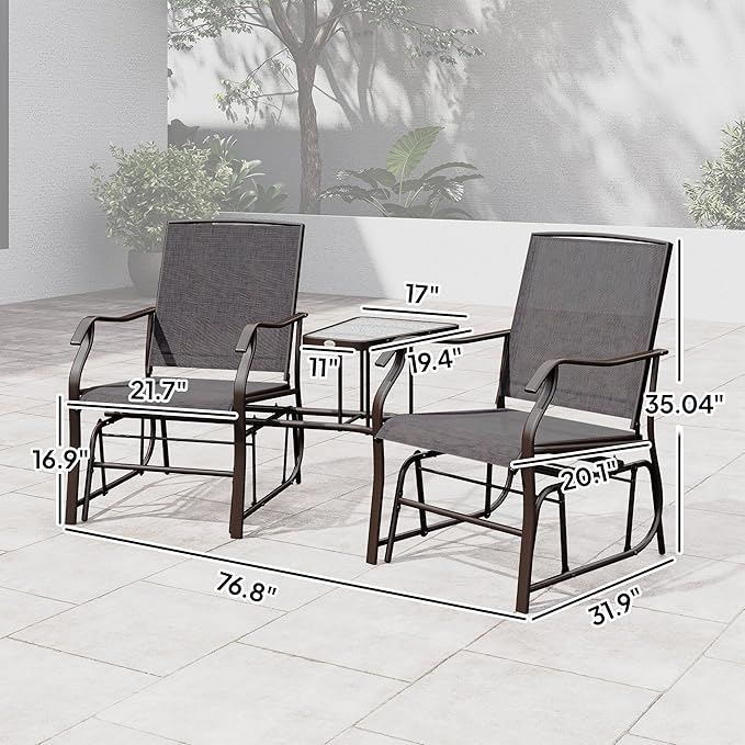 Outsunny Outdoor Glider Chairs with Coffee Table - Photo 3