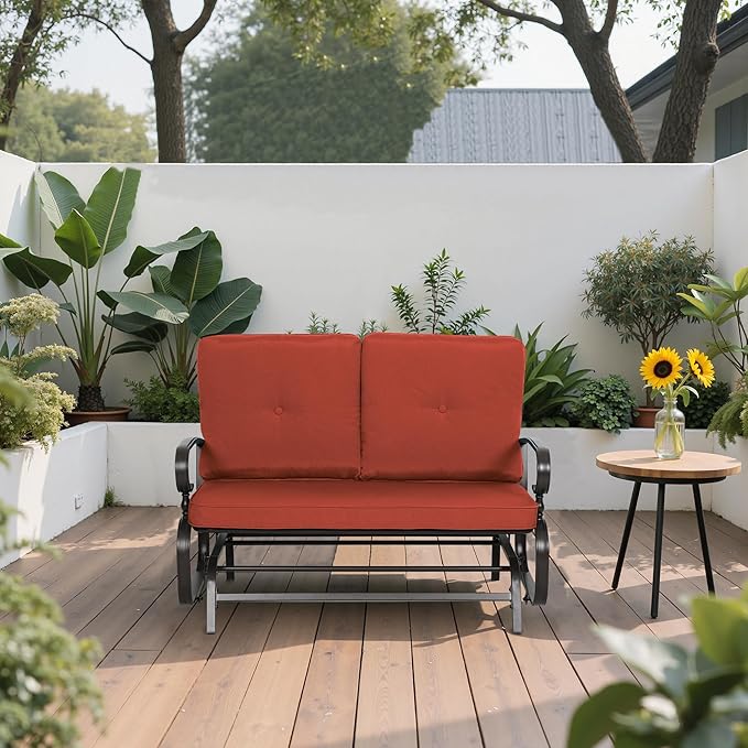 Outdoor Bench Patio Swing Glider Loveseat 2 Seats Rocking Chair - Photo 2