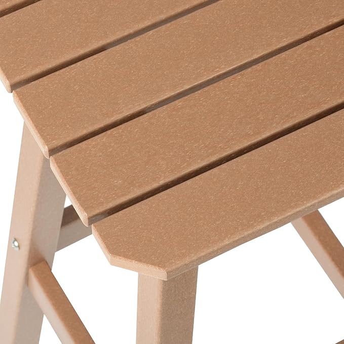 Costaelm 29" Height Outdoor Bar Stools, All-Weather Bar Stools, Adirondack Poly Patio Square Bar Stool for Patio, Deck, Kitchen Counter and Garden, Teak
