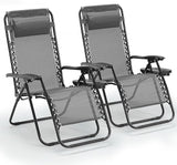 Zero Gravity Chair Set of 2, Folding Reclining zero gravity recliner lounge Chair 330lbs with Pillow and Cup Holder - Photo 8