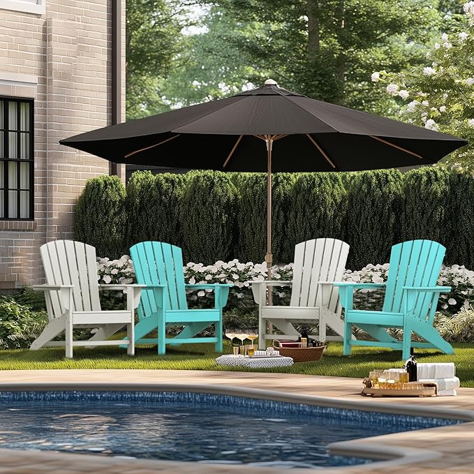 IVY&LANE Adirondack Chairs Set of 4 | HDPE Plastic | Outdoor Fire Pit Chairs | Oversized | All-Weather | Grey | for Outside Deck Backyard Patio Poolside Porch Lawn