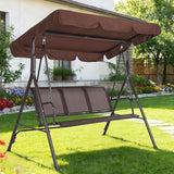 Porch Swing with Adjustable Canopy for Adults 3-Seat Outdoor Waterproof Textilene & Steel Frame Patio Swing Bench for - Photo 8