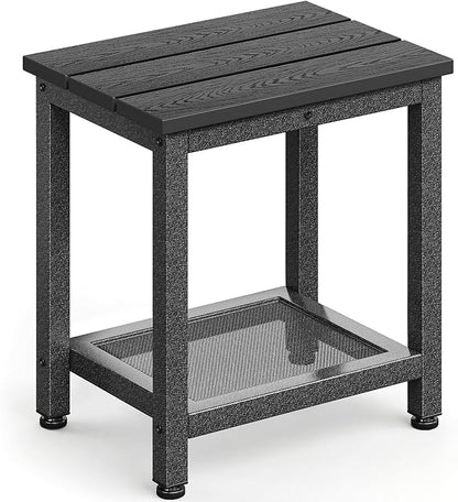 ODK Outdoor Double Side Table, Adirondack Patio End Table with Weather-Resistant Waterproof Top for Hot Tub Garden, Balcony, Poolside, Black