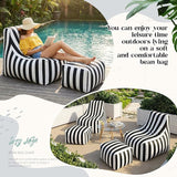 Outdoor Bean Bag Chair with Ottoman, Large Patio Lounge Chair for Adults, Thick Filled Lounger for Pool, Deck - Photo 6