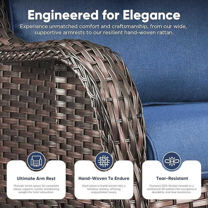 Belord 4 Piece Patio Wicker Furniture Set, Outdoor Swivel Rocker Chairs - Photo 5