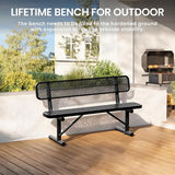 6 Feet Heavy Duty Metal Park Bench for Outside, Outdoor Bench with Backrest & Portable Frame - Photo 5