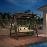 PURPLE LEAF 3-Seat Porch Swing with Adjustable PVC Canopy Metal Patio Bench Glider Swing Bed Outdoor Swing Chair with - Photo 2