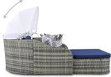 79.9" Outdoor Rattan Sunbed, Patio Wicker Daybed Lounger with Adjustable Canopy, Double Lounge, Thick Seat & Cushions - Photo 6