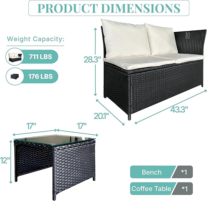 GIANGSUNNY 3 Patio Furniture Set with Storage - Photo 5