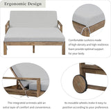 Farmhouse Wooden Outdoor Sunbed, Ultimate Relaxation Patio Daybed Seating with Adjustable Backrest and Movable Wheels - Photo 5