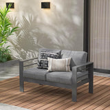 Wisteria Lane Patio Furniture Aluminum Loveseat, All-Weather Outdoor 2 Seats Sofa Couch - Photo 2