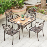 Outdoor Dining Chair Cast Aluminum Patio Chairs Set of 2 All-Weather Patio Dining Chair with Adjustable Feet for - Photo 2