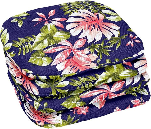 BrylaneHome Indoor/Outdoor Chair Pads (Set of 4) - 16" L x 15.6" W - Water - Photo 1