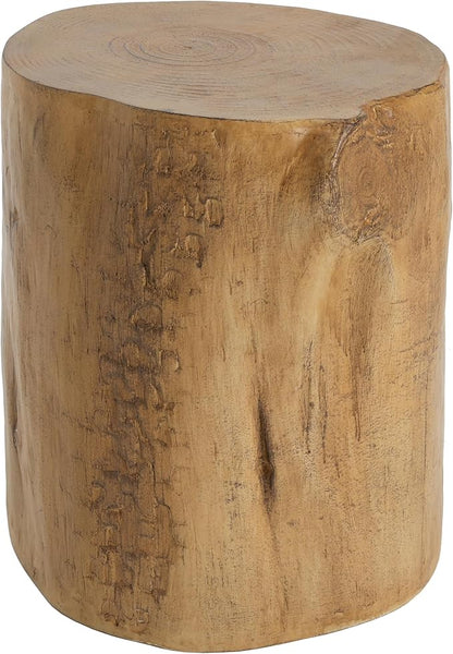 Christopher Knight Home Nelda Patio Lightweight Concrete Coffee Table, Indoor and Outdoor Table for Garden/Backyard/Poolside/Balcony, MGO Wood Stump Outdoor Side Table with No Assembly, Light Brown