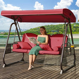 3 in 1 Outdoor Porch Swing with Adjustable Canopy, 3 Seat Outdoor Swing for Adults - Photo 1