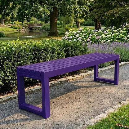 Weatherproof Outdoor Garden Bench, Heavy Duty Metal Bench, Galvanized Steel Backless Patio Benches, 3.3ft 3.9ft 4.9ft 5.9ft All Weather 2-Person Front Porch Seat for Yard Backyard(Purple,3.3ft)