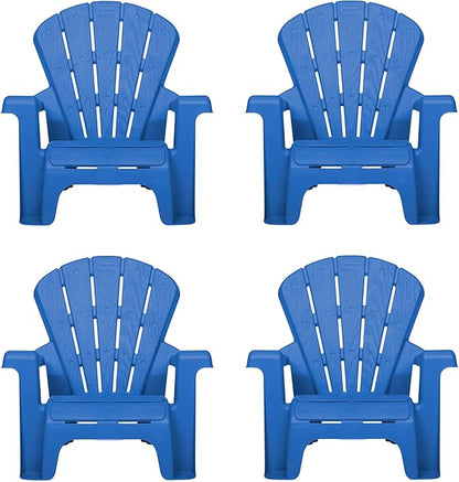 Little Tikes Kids Garden Chair 4 Pack in Blue, Outdoor Toddler Activity Adirondack Chairs for Picnic, Garden, Patio, Backyard & Beach, Outdoor Chair Set