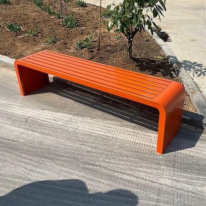 Outdoor Patio Garden Bench, Metal Bench, All-Weather Outdoor Park Bench, for Garden, Porch, Park, Balcony, Outside, Load Capacity 660lbs(Color:Orange,Size:180cm/70in)