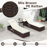 Tangkula Patio Chaise Lounge Set of 2, Outdoor Rattan Lounge Chair with 6-Level Backrest, Comfy Seat Cushion & Headrest - Photo 8