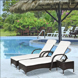 Outsunny Wicker Outdoor Chaise Lounge Chair Set of 3 with Side Table - Photo 2