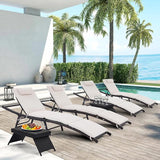 Patio Chaise Lounges 4 Chairs + 2 Coffee Table with Adjustable Backrest and Removable Thick Cushions - Photo 3