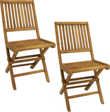 Sunnydaze Foldable Teak Wood Outdoor Chairs – Folding Patio Chair Set of 2 for Deck or Balcony – Wooden Teak Furniture - Photo 1