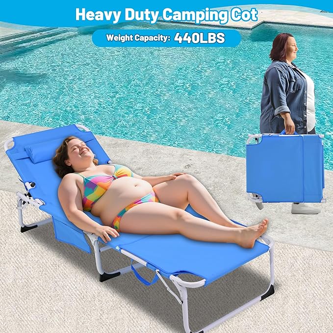 Blue 3-in-1 Heavy Duty Tanning Chair with Face Hole - Photo 5