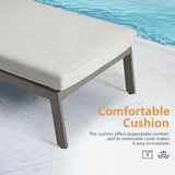 HAPPATIO Outdoor Chaise Lounge Set of 3, Aluminum Pool Chair with Adjustable Backrest and Cushion, Curved Armrest - Photo 4