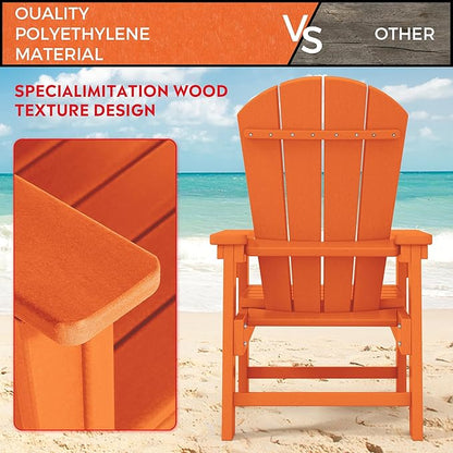 Costaelm Kids Lawn Chair, Toddler Outdoor Chair Kids Patio Furniture and Outdoor Children Picnic Activity Modern Adirondack Chairs for Garden, Patio, Backyard & Beach, Orange