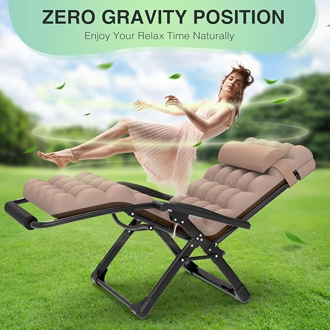 Suteck Oversized Zero Gravity Chair, 33In XXL Lounge Chair w/Removable Cushion&Headrest - Photo 5