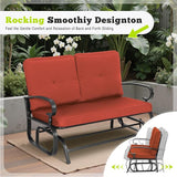 SUNCROWN Outdoor Swing Glider Chair, Patio 2 Seats Loveseat Rocking Chair with Cushions, Steel Frame Furniture-Red - Photo 7