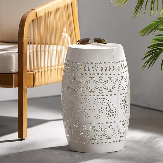 Christopher Knight Home Ruby Outdoor 12" Iron Side Table, White