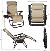 Yaheetech Zero Gravity Recliners Outdoor Adjustable Folding Reclining Lounge Chairs w/Pillows - Photo 3