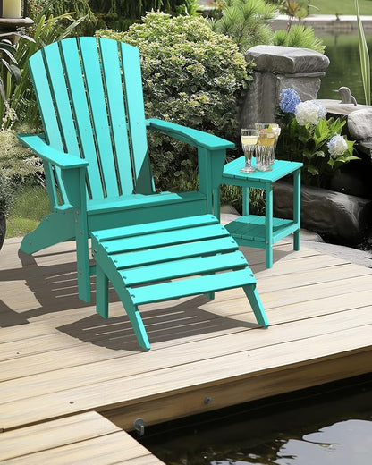 IVY&LANE Adirondack Chairs Set of 2 | HDPE Plastic | Outdoor Fire Pit Chairs | Oversized | All-Weather | Aqua | for Outside Deck Backyard Patio Poolside Porch Lawn