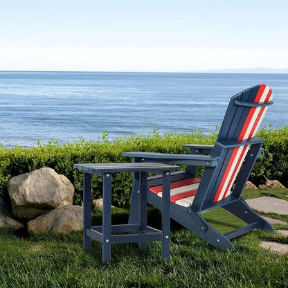 Aoodor 19'' Adirondack Side Table, Rectangular HDPE End Table, Weather Resistant and Easy Maintenance, Dark Blue