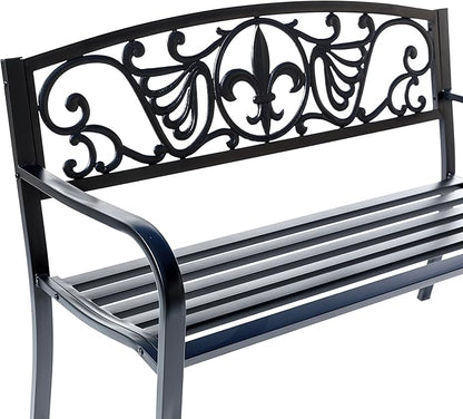 Hi-Line Gift Ltd. Sleek Black - Steel and Cast Iron Garden Bench in Timeless Black
