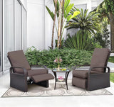 ATR ART TO REAL Outdoor Recliner, Set of 2 Wicker Reclining Chair with Coffee End Side Table - Photo 1